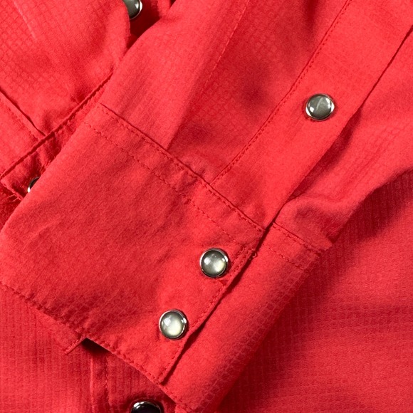 HOOEY HABITAT Men's Western Snap Button Long Sleeve‎ Shirt Size S Red - Picture 3 of 16